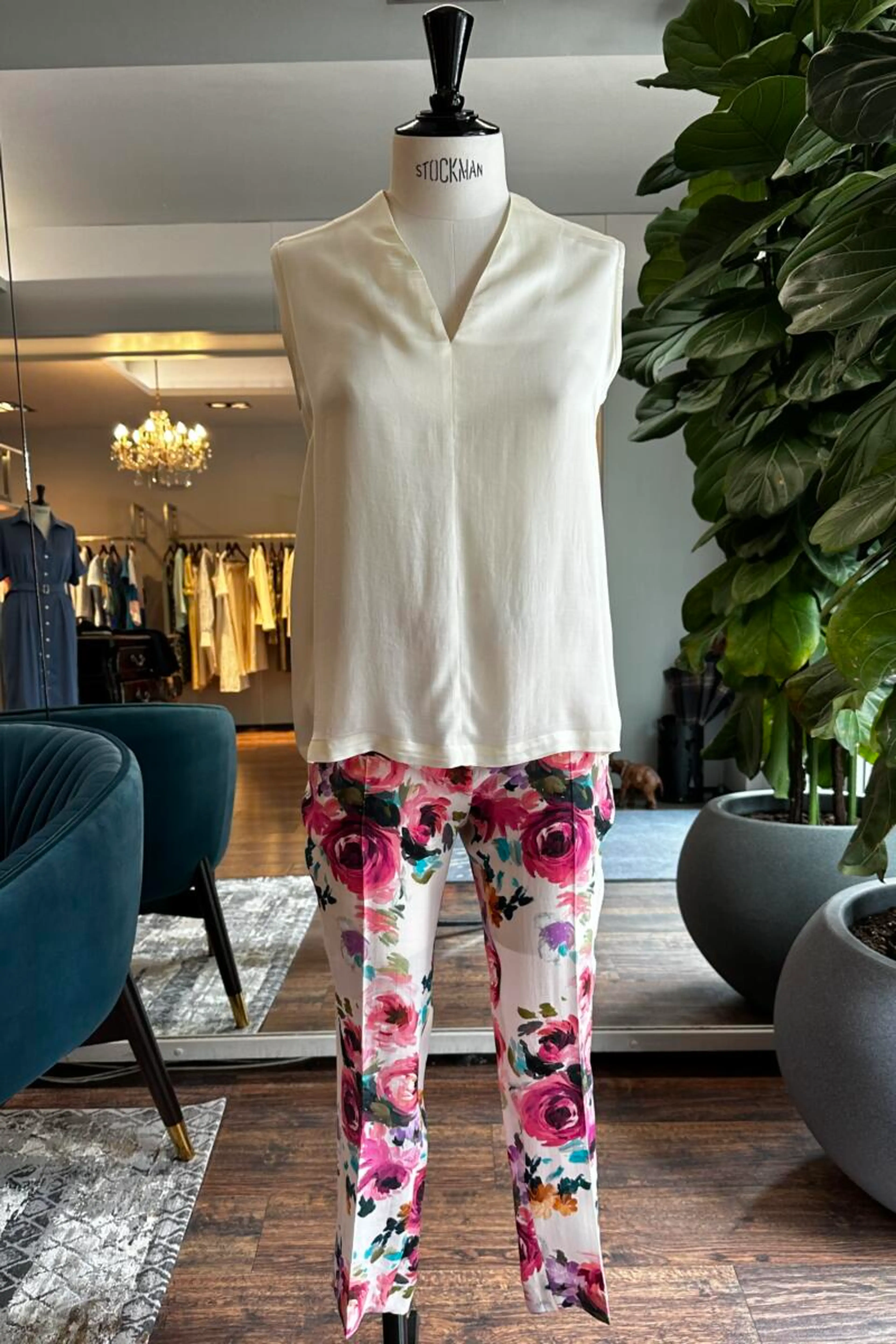 Панталон от памук, с флорални мотиви 38