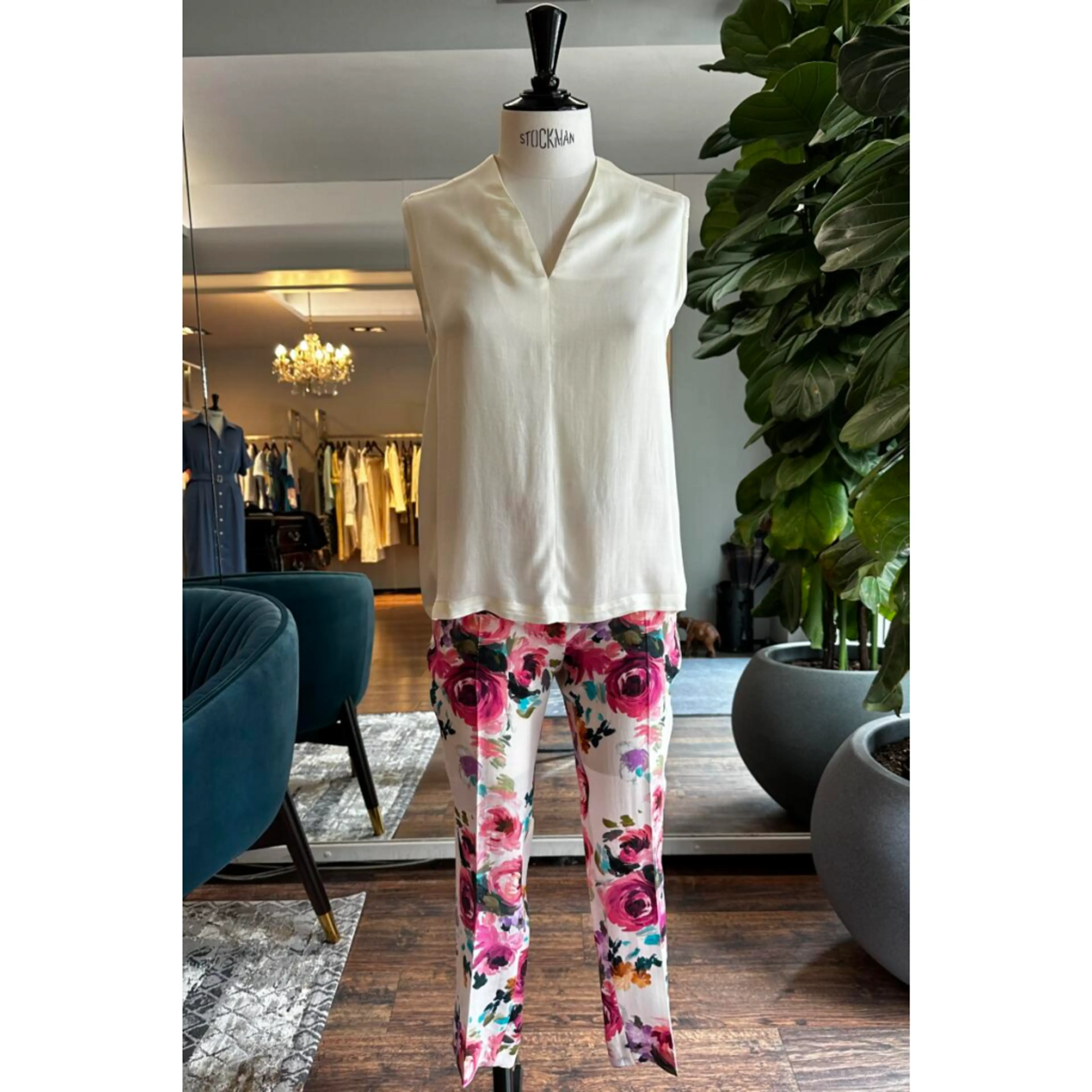 Панталон от памук, с флорални мотиви