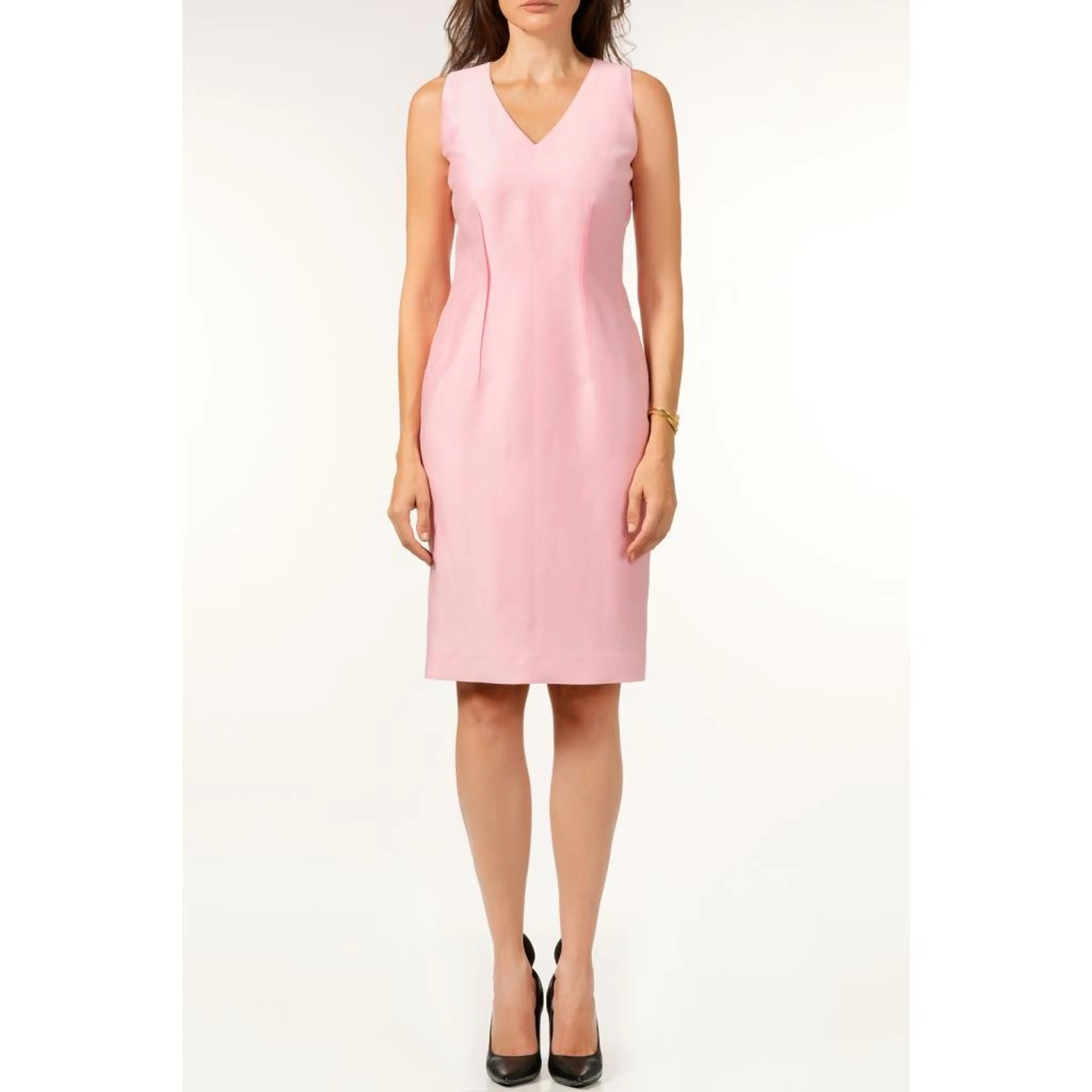 Рокля розова, от памук и коприна