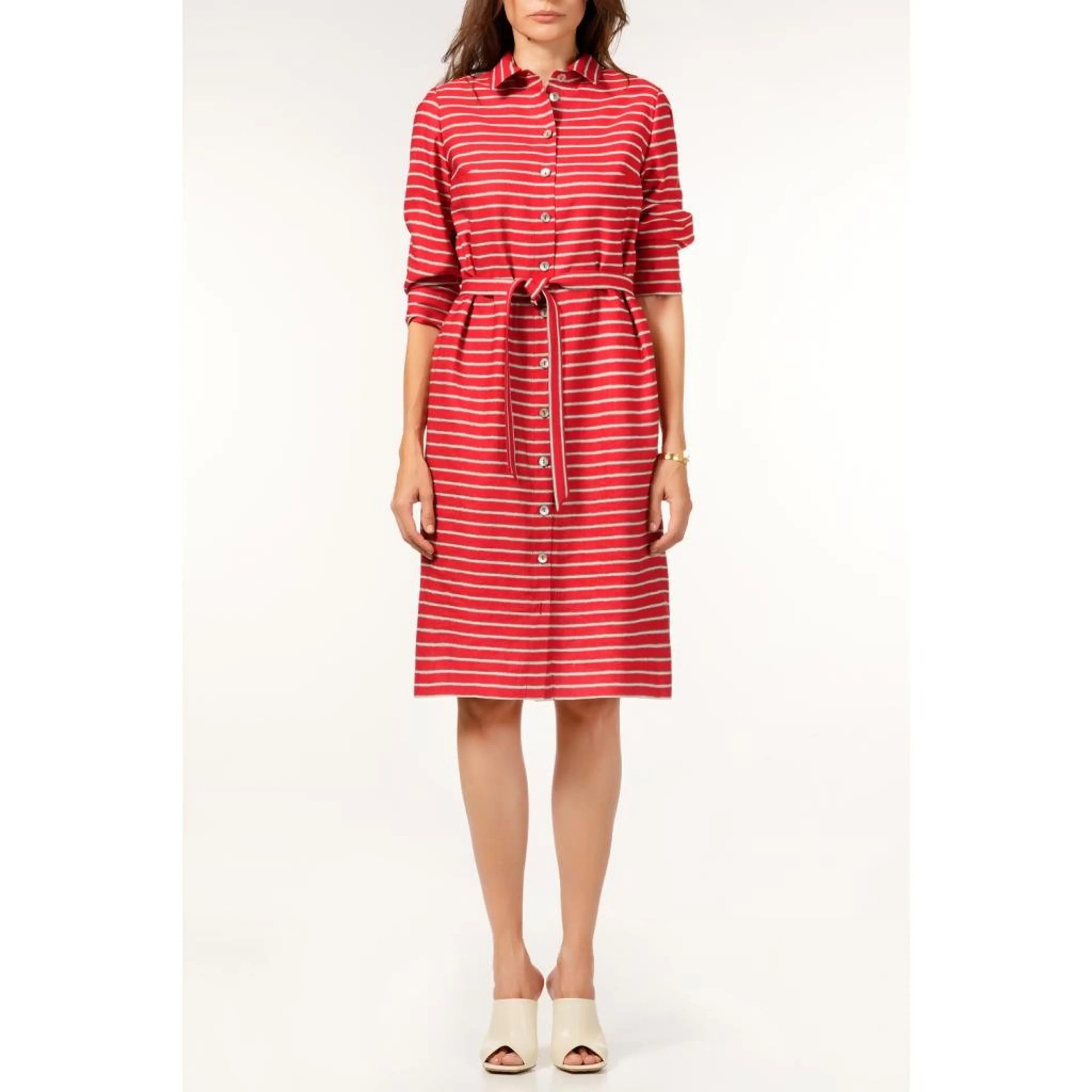 Рокля с копчета, червено райе