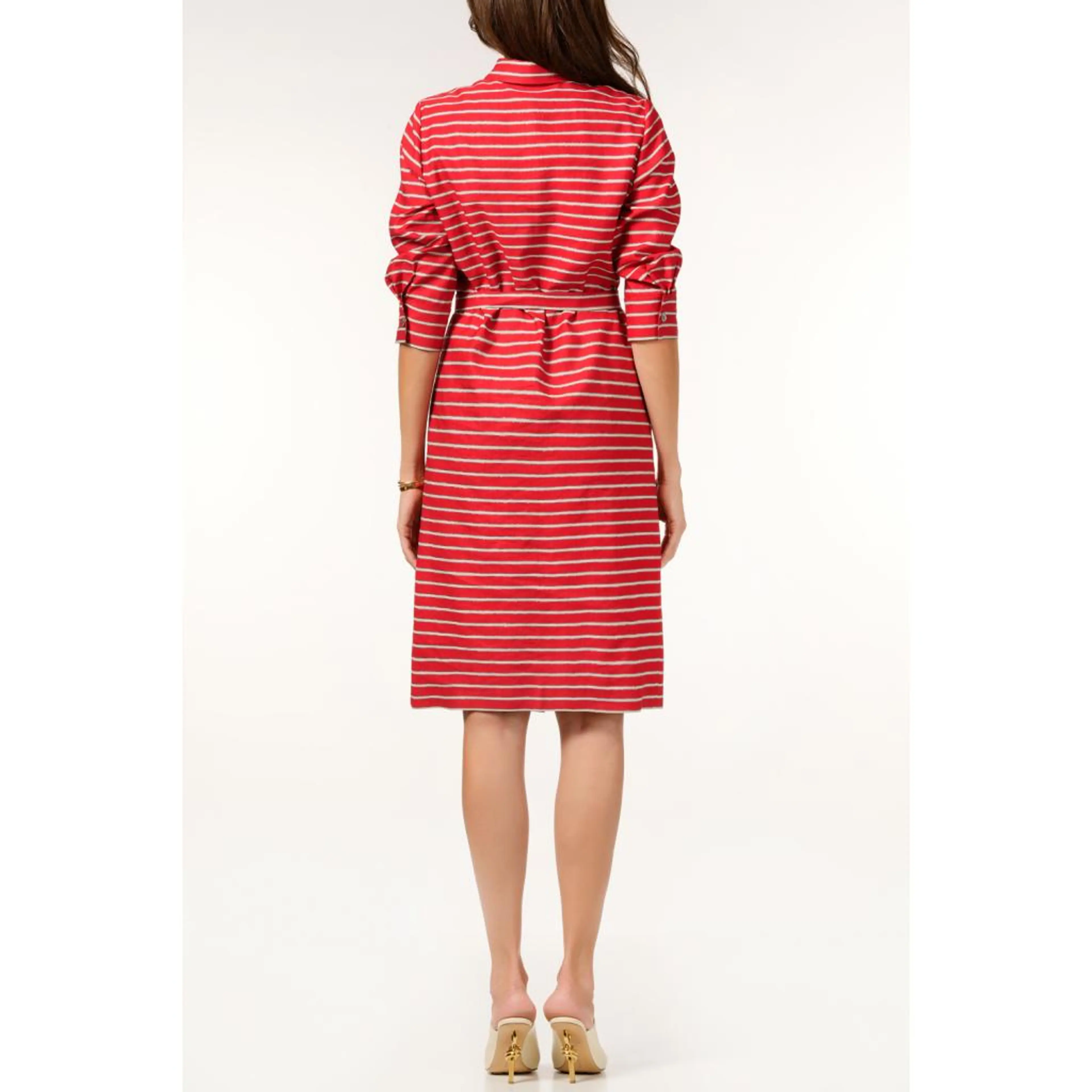 Рокля с копчета, червено райе