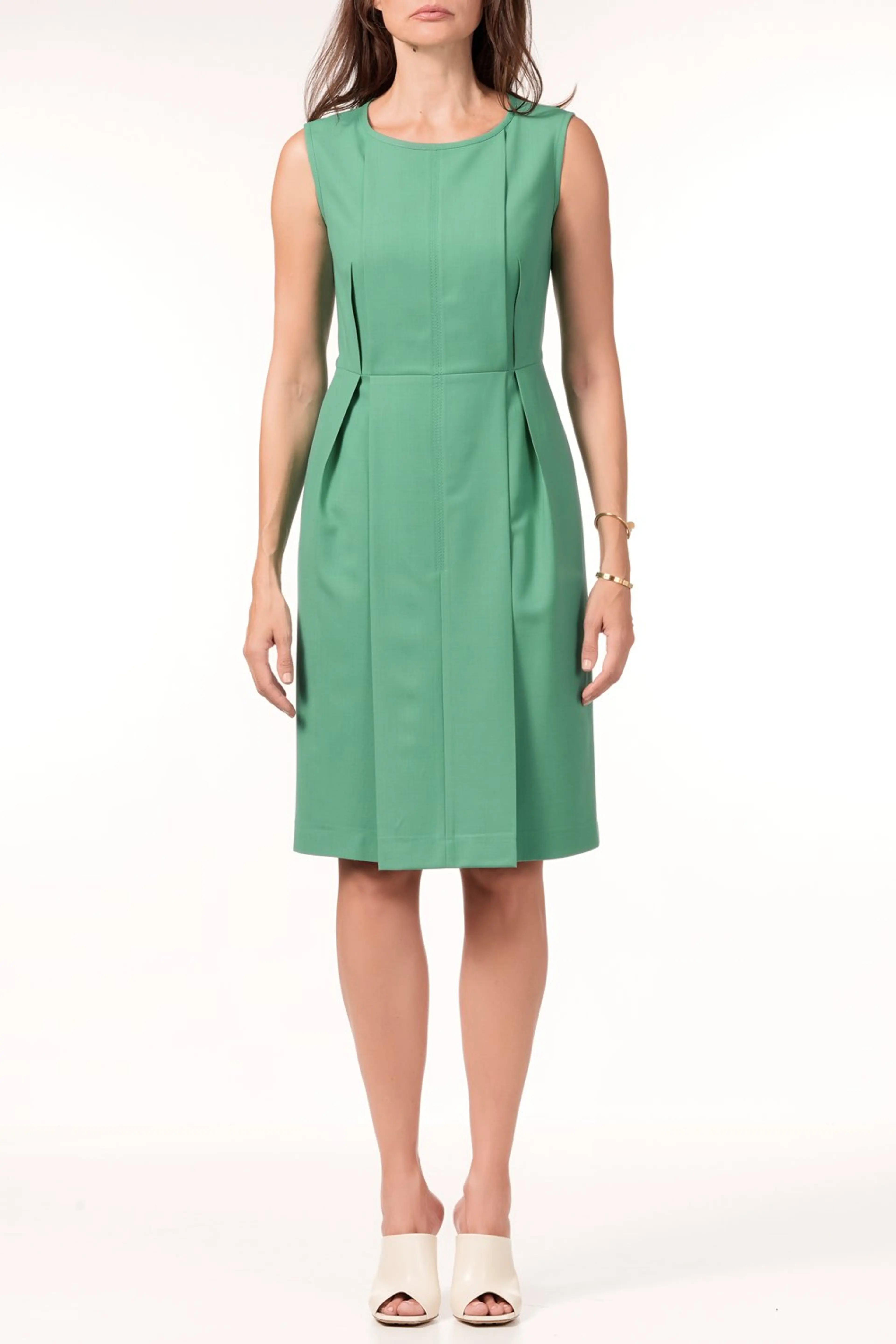 Рокля зелена, от вълна и коприна