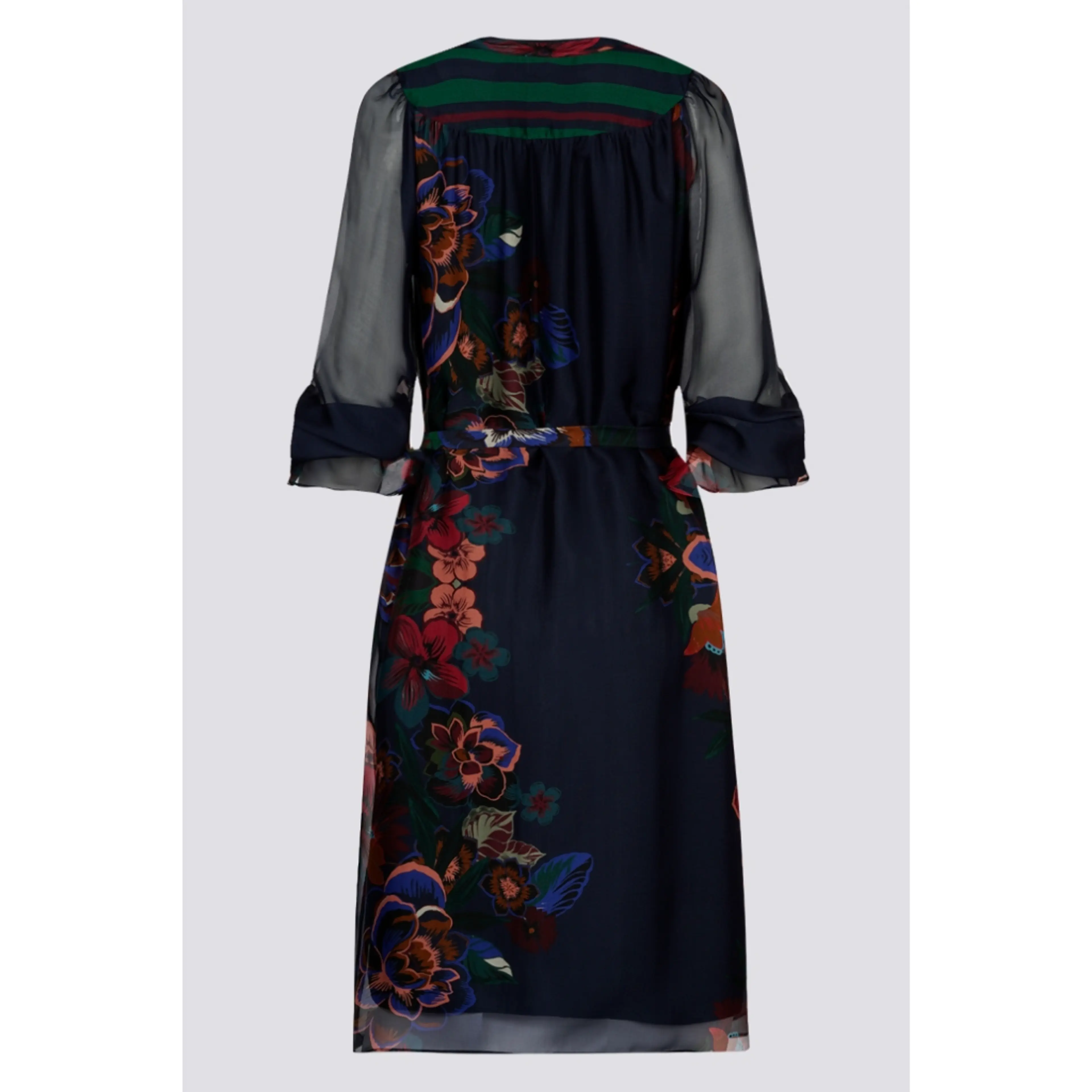 Рокля тъмносиня коприна, флорални мотиви 42